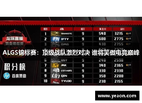 ALGS锦标赛：顶级战队激烈对决 谁将笑傲电竞巅峰